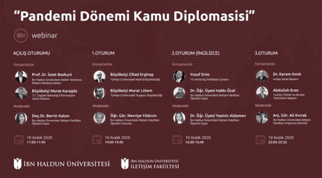 İHÜ’den “Pandemi Döneminde Kamu Diplomasisi” webinarı