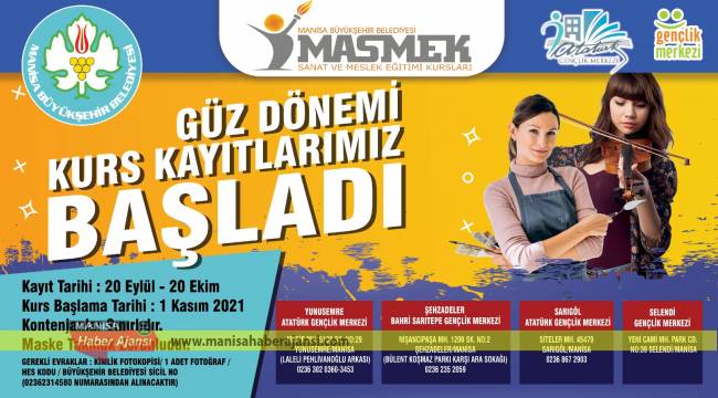 MASMEK’lerde Güz Dönemi Kurs Kayıtları Başladı